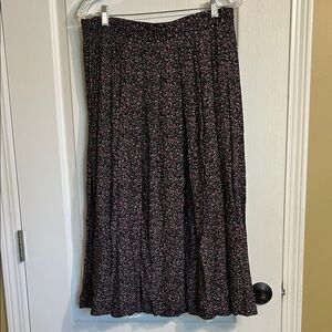 Norton McNaughton Black and Pink Floral A-Line Skirt